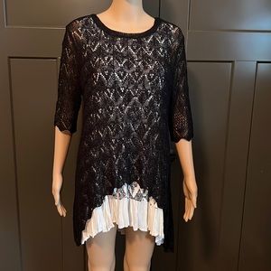 Layered crocheted tunic.